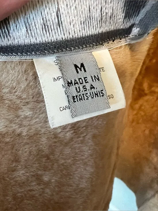 Vintage Tan genuine suede shearling duster long jacket size medium Coat Camel - Picture 7 of 13